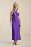 Halter Keyhole Sheath Midi Bridesmaid Dress in Amethyst - KISS BRIDAL Bridesmaid Dresses