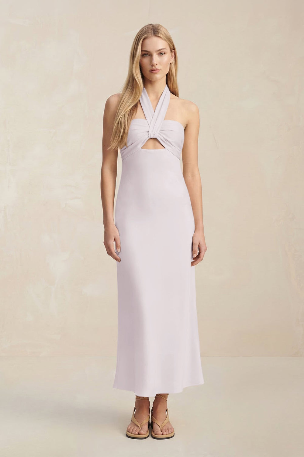 Halter Keyhole Sheath Midi Bridesmaid Dress in Dusk - KISS BRIDAL Bridesmaid Dresses