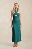 Halter Keyhole Sheath Midi Bridesmaid Dress in Emerald - KISS BRIDAL Bridesmaid Dresses