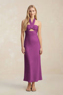 Halter Keyhole Sheath Midi Bridesmaid Dress in Fig - KISS BRIDAL Bridesmaid Dresses