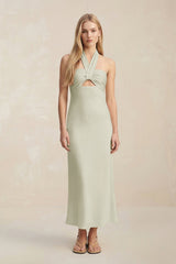 Halter Keyhole Sheath Midi Bridesmaid Dress in Frost - KISS BRIDAL Bridesmaid Dresses