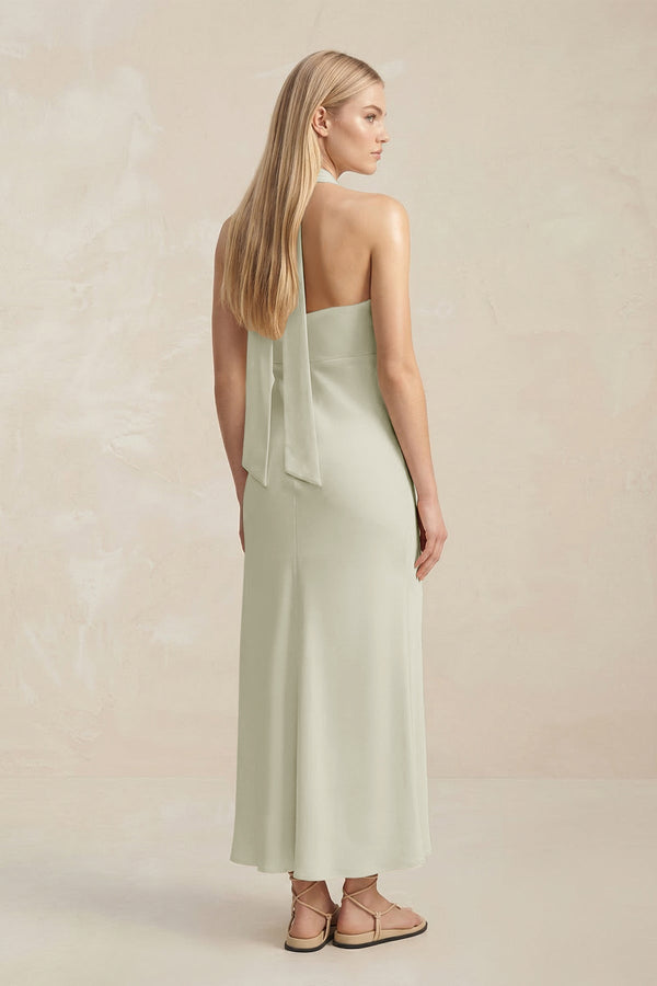 Halter Keyhole Sheath Midi Bridesmaid Dress in Frost - KISS BRIDAL Bridesmaid Dresses