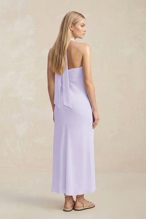 Halter Keyhole Sheath Midi Bridesmaid Dress in Lavender - KISS BRIDAL Bridesmaid Dresses