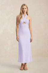 Halter Keyhole Sheath Midi Bridesmaid Dress in Lavender - KISS BRIDAL Bridesmaid Dresses