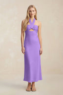 Halter Keyhole Sheath Midi Bridesmaid Dress in Lilac - KISS BRIDAL Bridesmaid Dresses