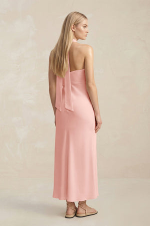 Halter Keyhole Sheath Midi Bridesmaid Dress in Rose Petal - KISS BRIDAL Bridesmaid Dresses