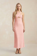 Halter Keyhole Sheath Midi Bridesmaid Dress in Rose Petal - KISS BRIDAL Bridesmaid Dresses