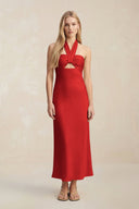 Halter Keyhole Sheath Midi Bridesmaid Dress in Spice - KISS BRIDAL Bridesmaid Dresses