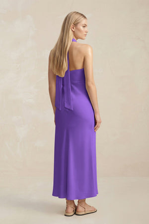 Halter Keyhole Sheath Midi Bridesmaid Dress in Tahiti - KISS BRIDAL Bridesmaid Dresses