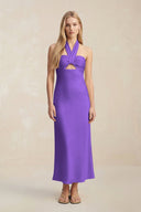 Halter Keyhole Sheath Midi Bridesmaid Dress in Tahiti - KISS BRIDAL Bridesmaid Dresses