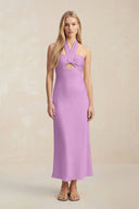 Halter Keyhole Sheath Midi Bridesmaid Dress in Vintage Mauve - KISS BRIDAL Bridesmaid Dresses