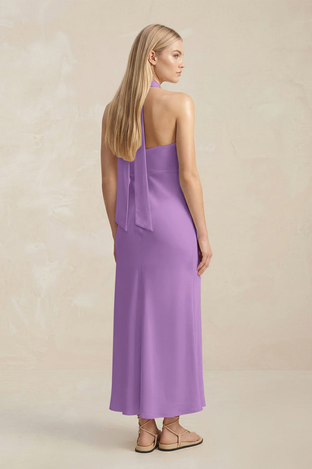 Halter Keyhole Sheath Midi Bridesmaid Dress in Wisteria - KISS BRIDAL Bridesmaid Dresses