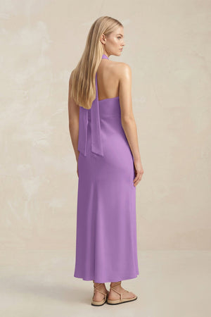 Halter Keyhole Sheath Midi Bridesmaid Dress in Wisteria - KISS BRIDAL Bridesmaid Dresses