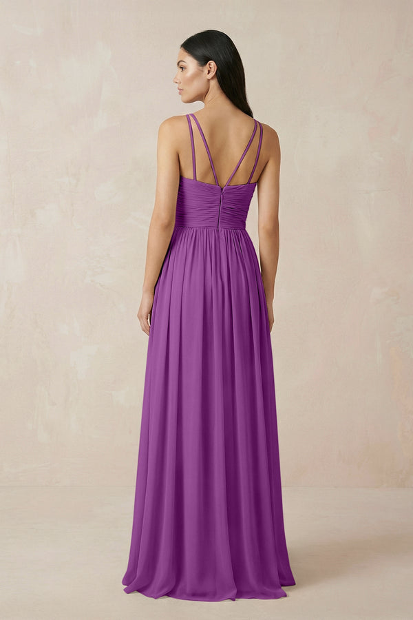 Halter Neck A - Line Chiffon Bridesmaid Dress in Amethyst - KISS BRIDAL Bridesmaid Dresses