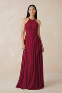 Halter Neck A - Line Chiffon Bridesmaid Dress in Berry - KISS BRIDAL Bridesmaid Dresses