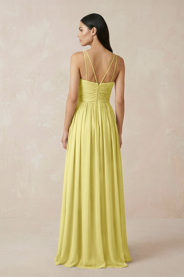 Halter Neck A - Line Chiffon Bridesmaid Dress in Buttercup - KISS BRIDAL Bridesmaid Dresses