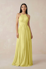 Halter Neck A - Line Chiffon Bridesmaid Dress in Buttercup - KISS BRIDAL Bridesmaid Dresses