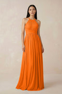 Halter Neck A - Line Chiffon Bridesmaid Dress in Cinnamon - KISS BRIDAL Bridesmaid Dresses