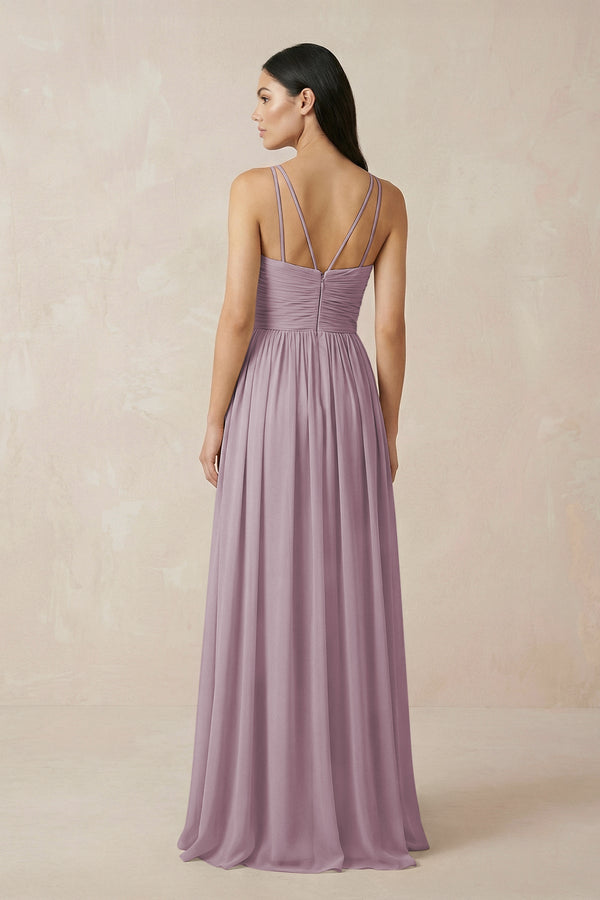 Halter Neck A - Line Chiffon Bridesmaid Dress in Dusk - KISS BRIDAL Bridesmaid Dresses