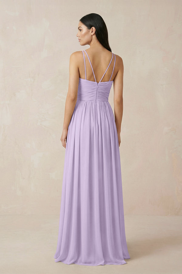 Halter Neck A - Line Chiffon Bridesmaid Dress in Lavender - KISS BRIDAL Bridesmaid Dresses