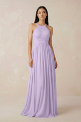 Halter Neck A - Line Chiffon Bridesmaid Dress in Lavender - KISS BRIDAL Bridesmaid Dresses