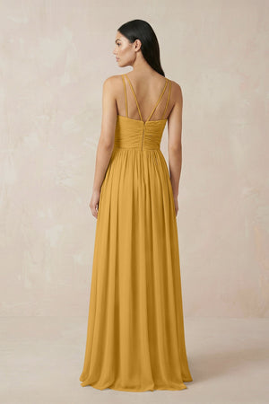 Halter Neck A - Line Chiffon Bridesmaid Dress in Marigold - KISS BRIDAL Bridesmaid Dresses