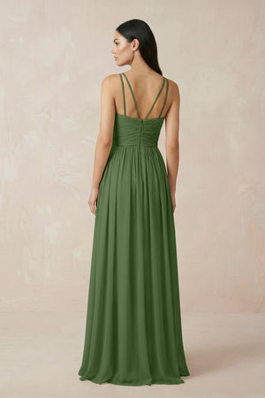 Halter Neck A - Line Chiffon Bridesmaid Dress in Moss - KISS BRIDAL Bridesmaid Dresses