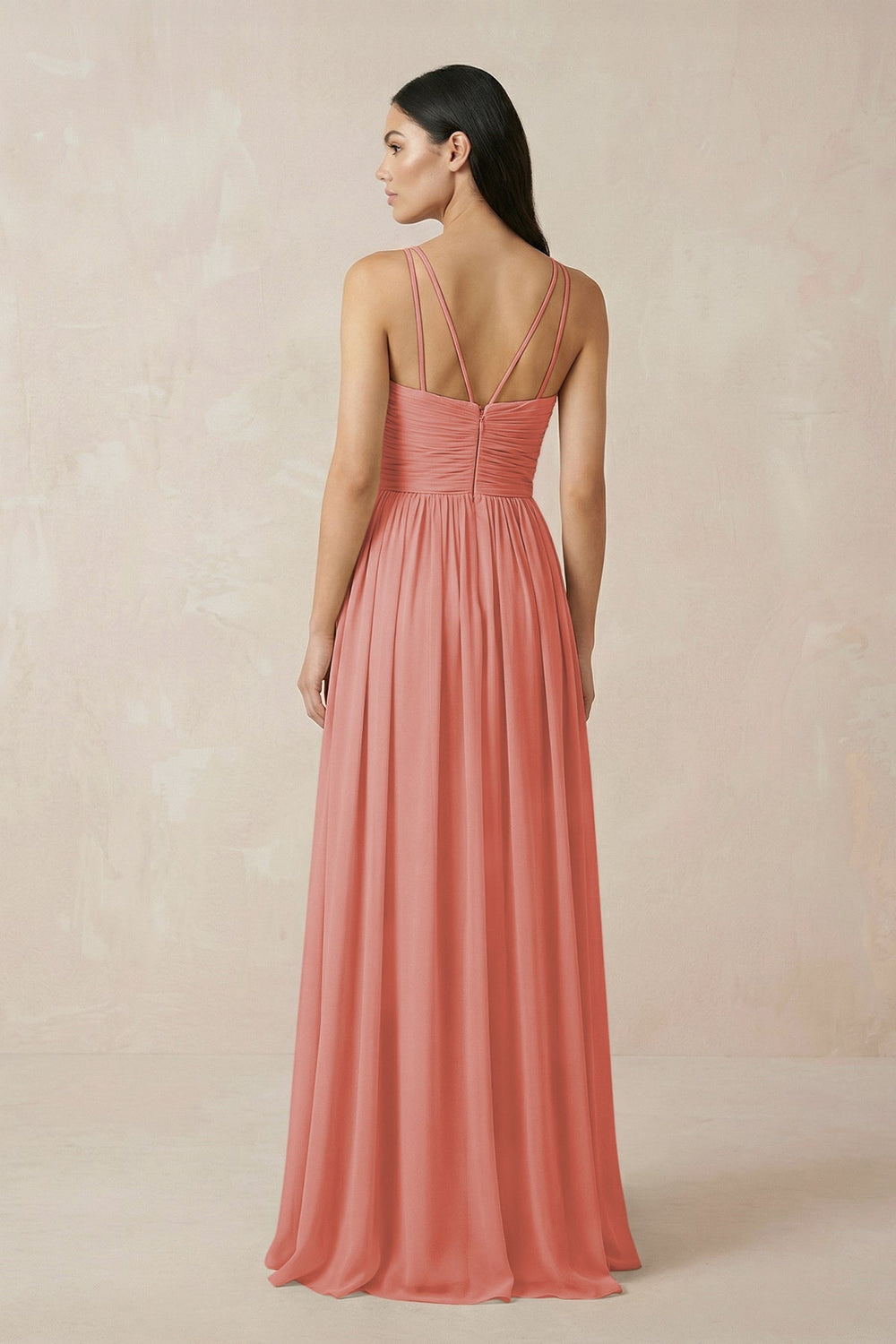 Halter Neck A - Line Chiffon Bridesmaid Dress in Mulberry - KISS BRIDAL Bridesmaid Dresses