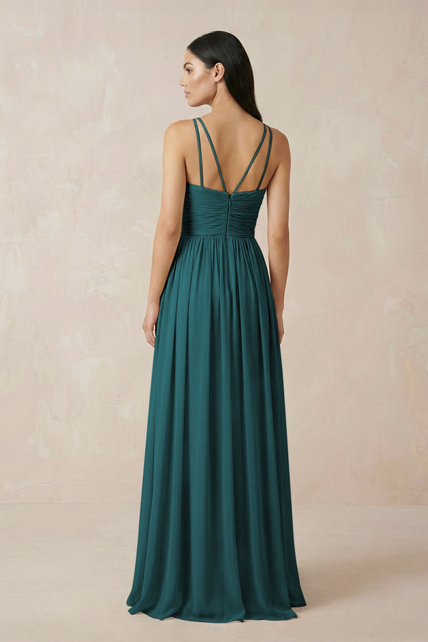 Halter Neck A - Line Chiffon Bridesmaid Dress in Pine - KISS BRIDAL Bridesmaid Dresses