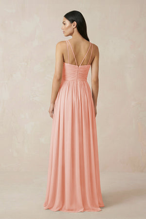 Halter Neck A - Line Chiffon Bridesmaid Dress in Rose Petal - KISS BRIDAL Bridesmaid Dresses