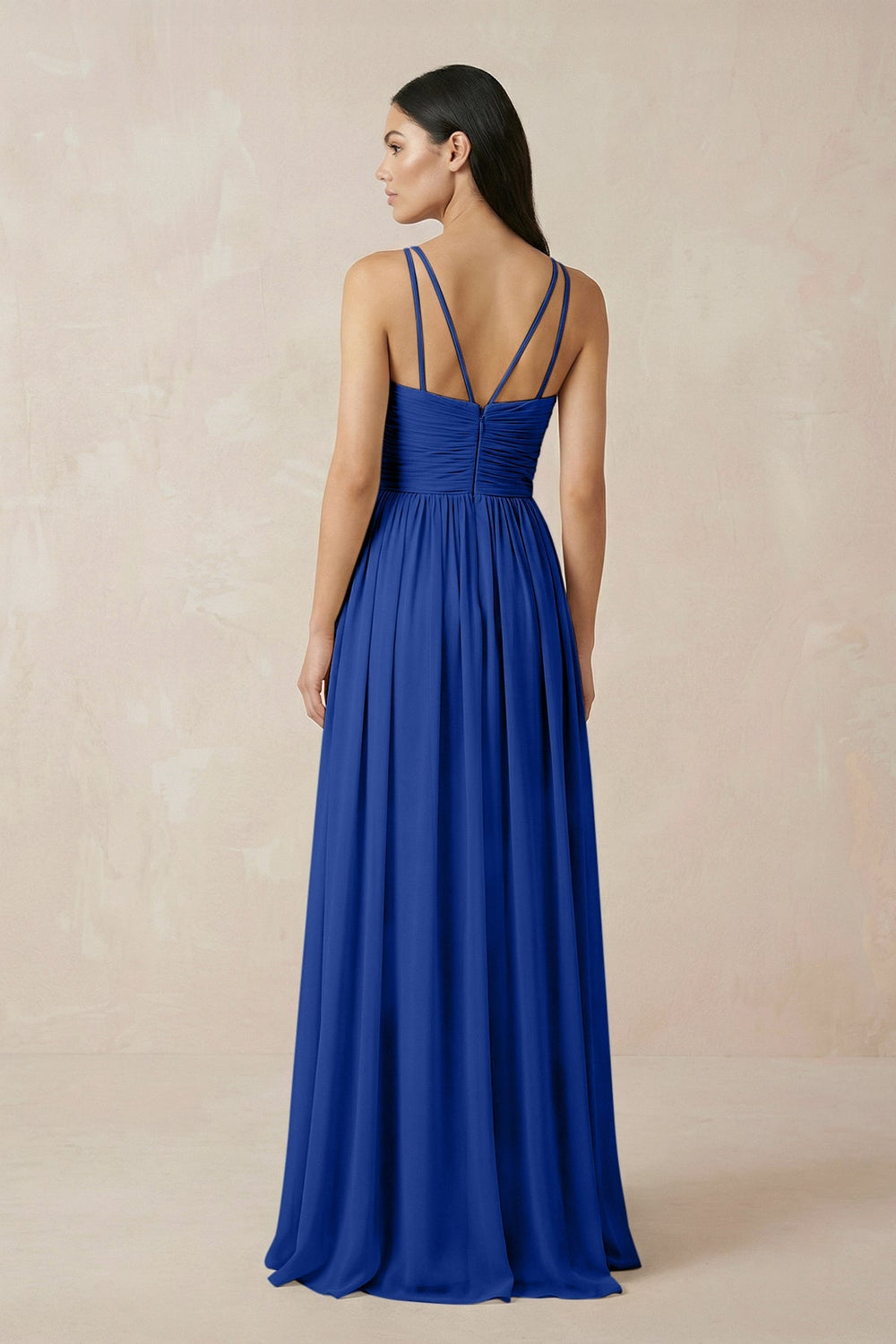 Halter Neck A - Line Chiffon Bridesmaid Dress in Royal Blue - KISS BRIDAL Bridesmaid Dresses
