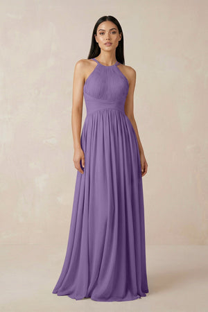 Halter Neck A - Line Chiffon Bridesmaid Dress in Tahiti - KISS BRIDAL Bridesmaid Dresses
