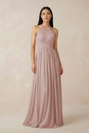 Halter Neck A - Line Chiffon Bridesmaid Dress in Toffee - KISS BRIDAL Bridesmaid Dresses