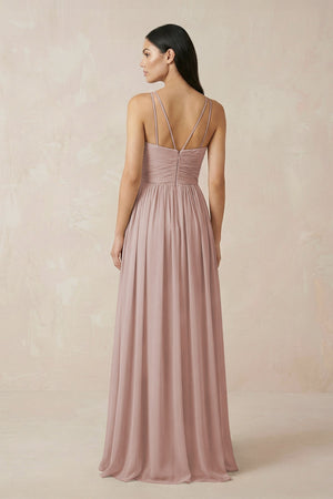 Halter Neck A - Line Chiffon Bridesmaid Dress in Toffee - KISS BRIDAL Bridesmaid Dresses