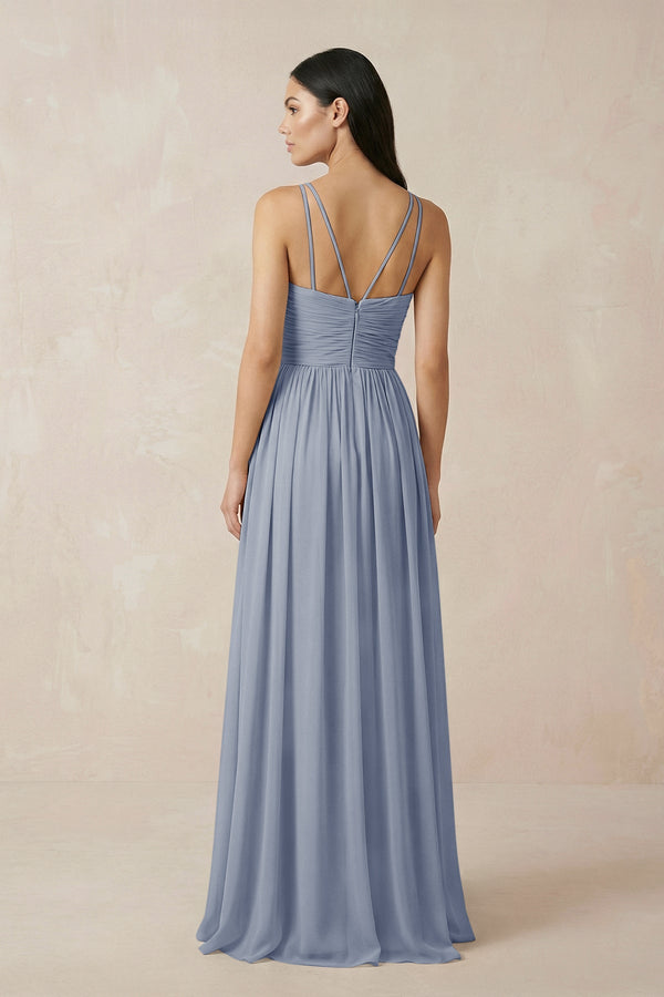 Halter Neck A - Line Chiffon Bridesmaid Dress in Twilight - KISS BRIDAL Bridesmaid Dresses