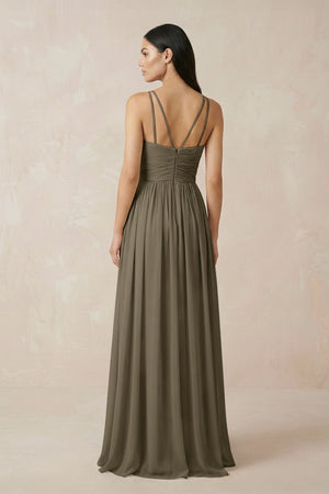 Halter Neck A - Line Chiffon Bridesmaid Dress in Willow Green - SHE IS ME Bridesmaid Dresses
