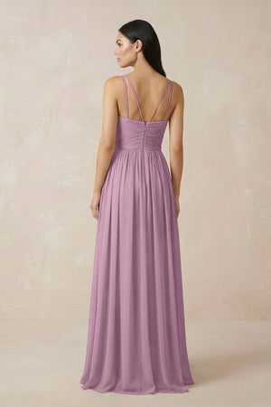 Halter Neck A - Line Chiffon Bridesmaid Dress in Wisteria - KISS BRIDAL Bridesmaid Dresses