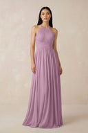 Halter Neck A - Line Chiffon Bridesmaid Dress in Wisteria - KISS BRIDAL Bridesmaid Dresses