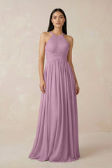 Halter Neck A - Line Chiffon Bridesmaid Dress in Wisteria - KISS BRIDAL Bridesmaid Dresses