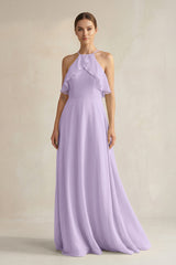 Halter Neck A - Line Chiffon Bridesmaid Dress with Keyhole in Lavender - KISS BRIDAL Bridesmaid Dresses
