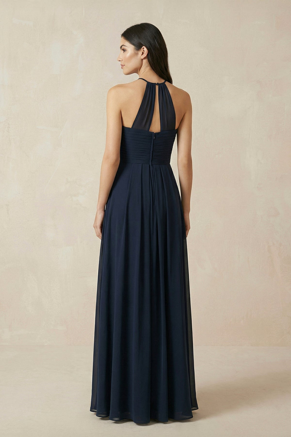 Halter Neck Pleated A - Line Chiffon Bridesmaid Dress - SHE IS ME Bridesmaid Dresses