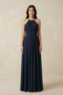 Halter Neck Pleated A - Line Chiffon Bridesmaid Dress - SHE IS ME Bridesmaid Dresses