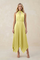 Halter Neck Pleated A - Line Chiffon Bridesmaid Dress in Buttercup - SHE IS ME Bridesmaid Dresses