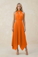 Halter Neck Pleated A - Line Chiffon Bridesmaid Dress in Cinnamon - SHE IS ME Bridesmaid Dresses