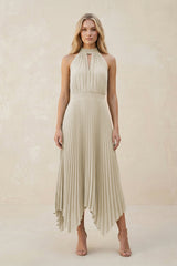Halter Neck Pleated A - Line Chiffon Bridesmaid Dress in Dove Gray - KISS BRIDAL Bridesmaid Dresses