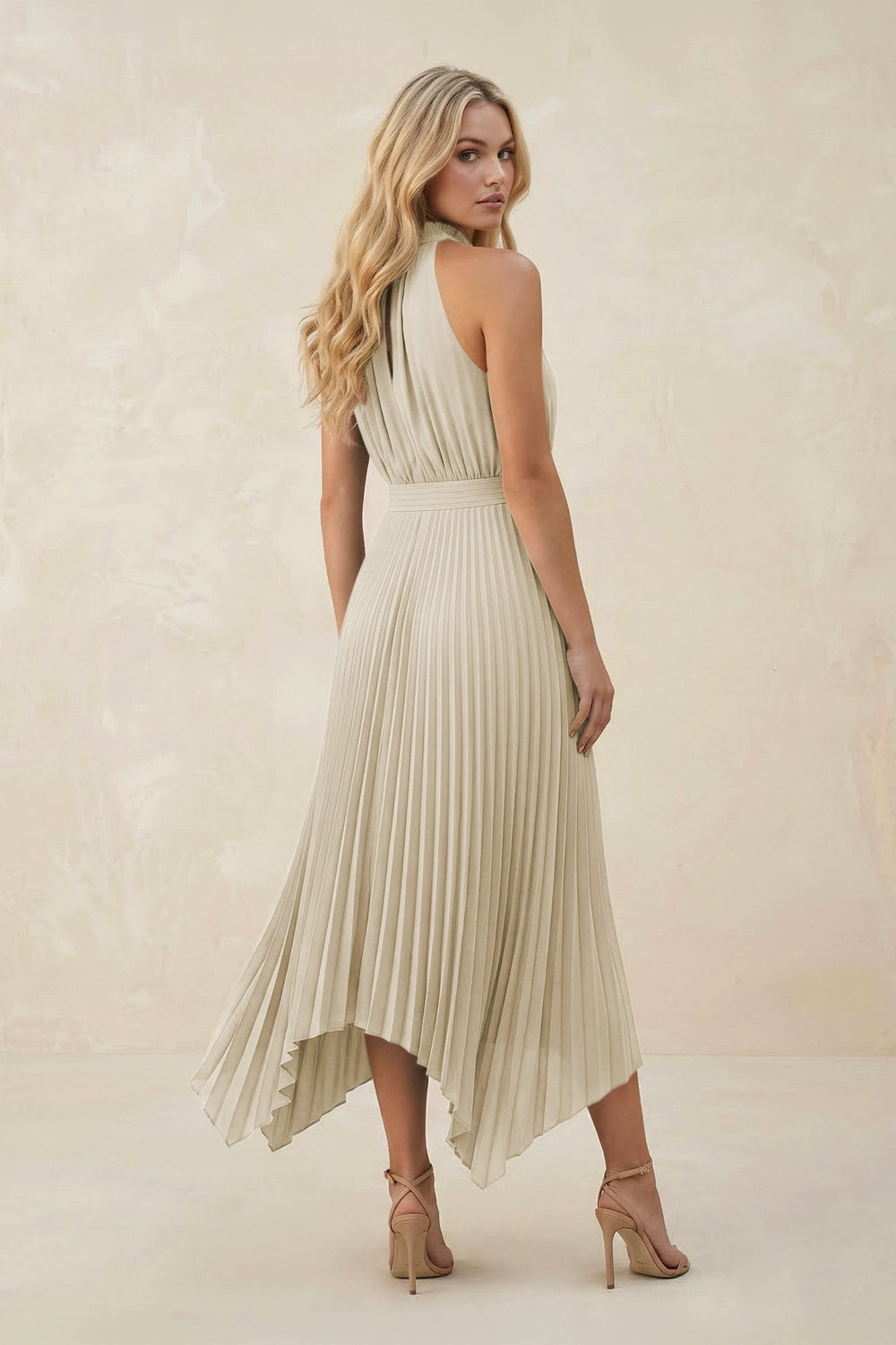 Halter Neck Pleated A - Line Chiffon Bridesmaid Dress in Dove Gray - KISS BRIDAL Bridesmaid Dresses
