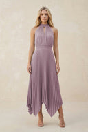 Halter Neck Pleated A - Line Chiffon Bridesmaid Dress in Dusk - SHE IS ME Bridesmaid Dresses