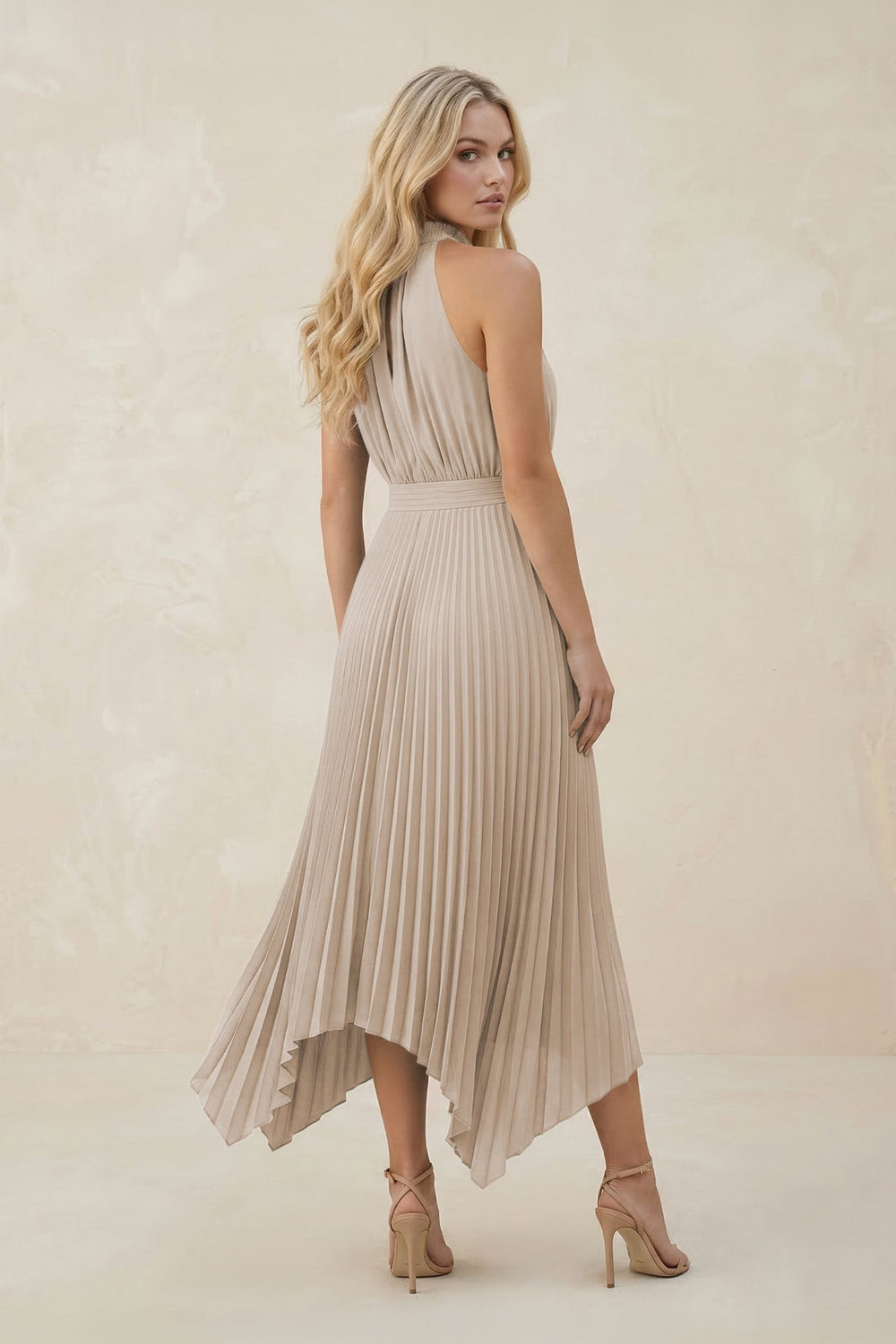 Halter Neck Pleated A - Line Chiffon Bridesmaid Dress in Frost - KISS BRIDAL Bridesmaid Dresses