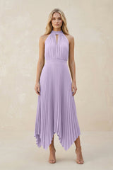 Halter Neck Pleated A - Line Chiffon Bridesmaid Dress in Lavender - KISS BRIDAL Bridesmaid Dresses