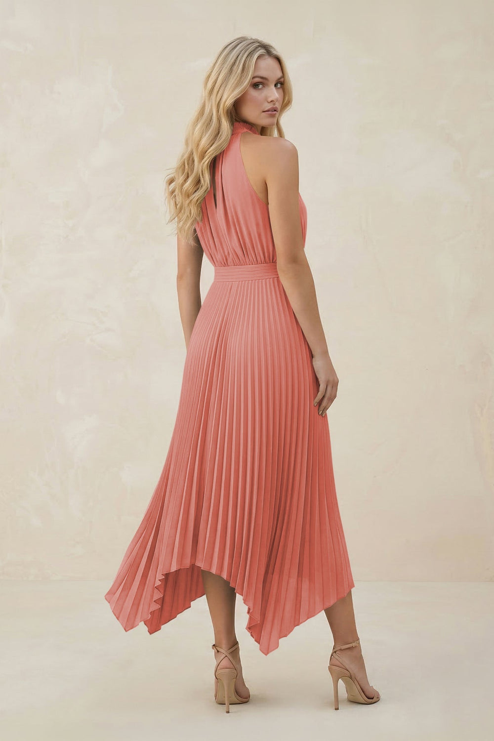 Halter Neck Pleated A - Line Chiffon Bridesmaid Dress in Mulberry - KISS BRIDAL Bridesmaid Dresses